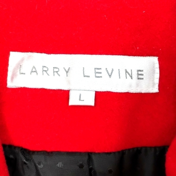 Larry Levine coat wool blend size Large ruby red ruffle front women's - Picture 7 of 13